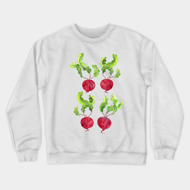 Beetroot Beets Watercolor Seamless Pattern Crewneck Sweatshirt by alinabeska